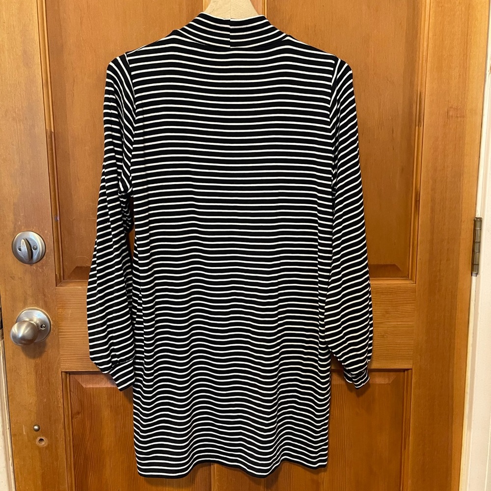 Reformation Jeans Striped Nadine Mock Neck Balloon Sleeve Dress - Picture 3 of 7